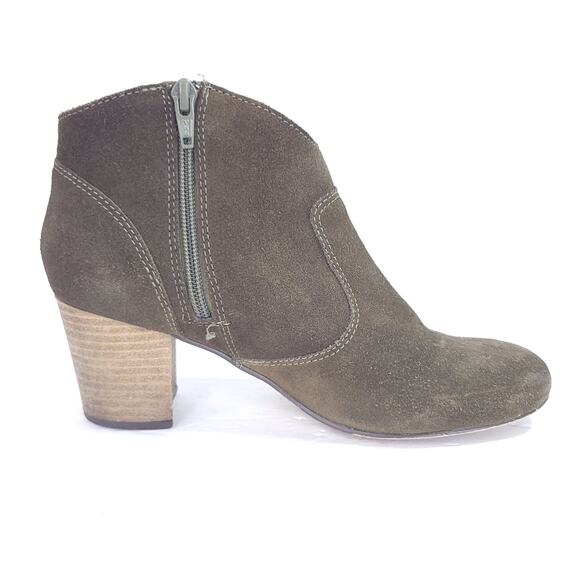 Steve Madden Harrlee Suede Leather Ankle Booties Olive Green Brown Size 8 - Picture 7 of 9